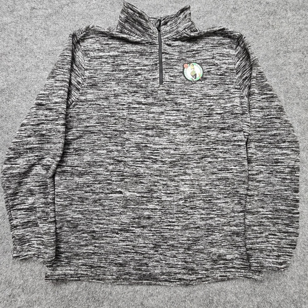 Boston Celtics Sweater Mens Large Heather NBA Basketball Pullover Quarter‎ Zip